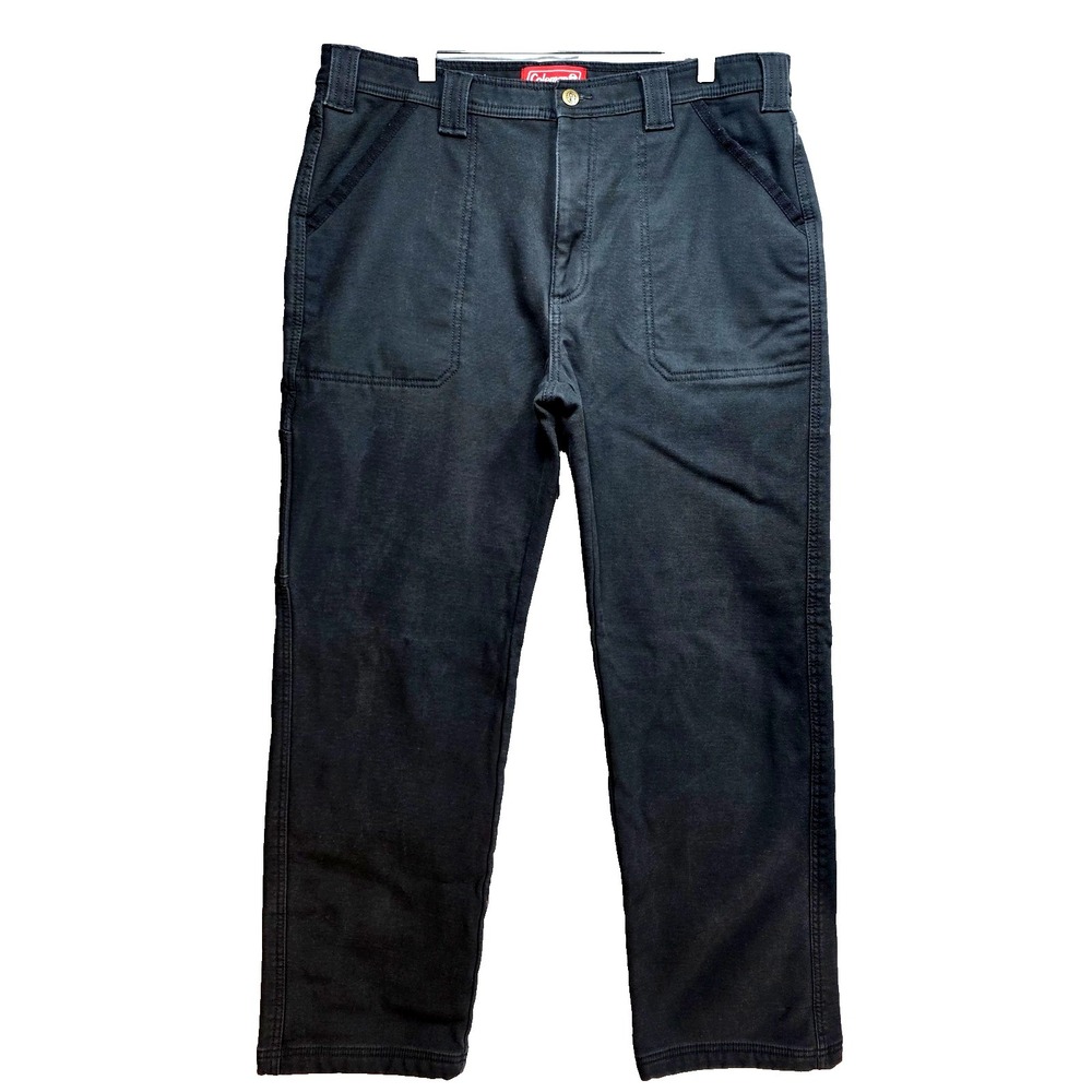 Coleman‎ Mens Fleece Lined Canvas Pants Utility Workwear Outdoor Black 36Wx32L